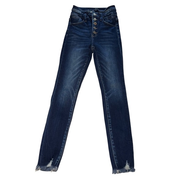 Kancan Junior Jeans SZ 22 Blue Ultra High Rise Ankle Skinny Stretch Button Fly - Picture 2 of 7